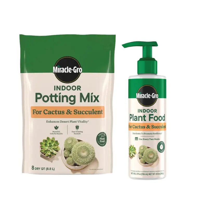 Cactus Starter Bundle  | Complete Succulent Care Kit - Indoor Potting Mix and Plant Food for Cactus & Succulents