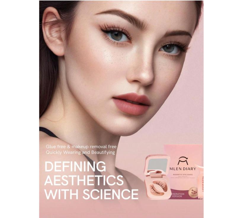 Suit For Natural Makeup Soft Magnetic Eyelashes All-In-One Kitwith Applicator, Reusable Magnetic Lashes WithoutEyeliner, Glue-Free False Lashes, Waterproof. Lightweight