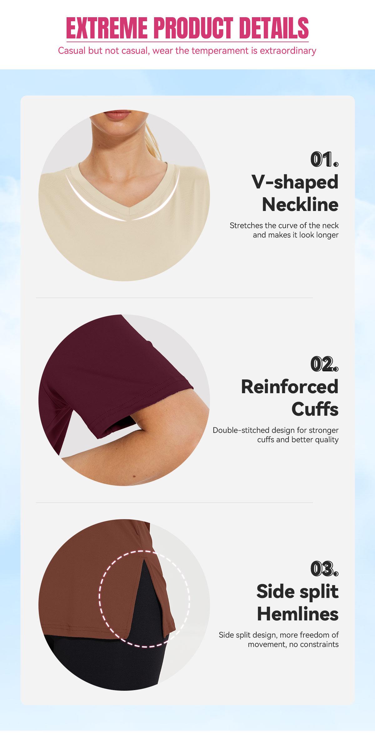 SHOWITTY 1/3 Pack Women's Plus Size Short/Long Sleeve T-Shirts - Lightweight Casual V-Neck Tops for Fall, Breathable Loose Fit, Comfortable Basic Tees