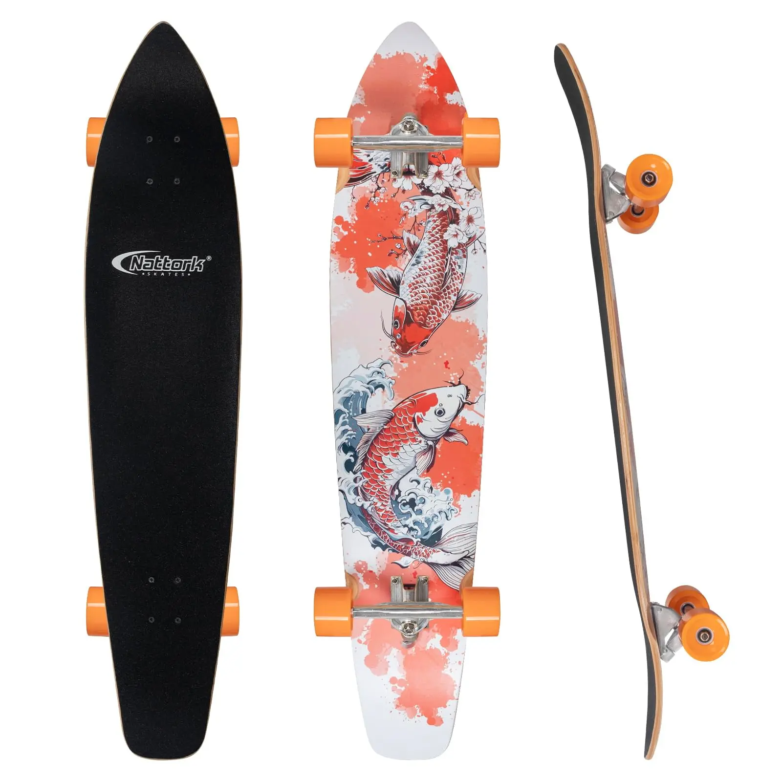 Stylish Hybrid Longboard Complete for Teens Adults, Maple Bamboo Cruiser Skateboard, Birthday Gift for Skate Lovers with T-Tool