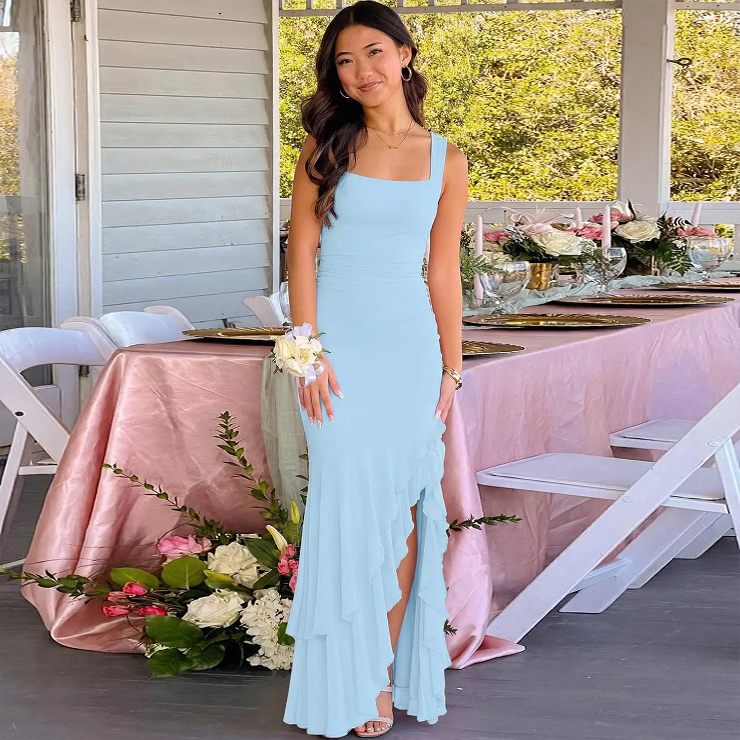 mesh square neck ruched maxi dress Buy Boohoo Mesh Square Neck Ruched Maxi Dress In Wine