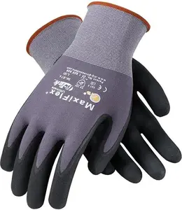 MaxiFlex 34-874 Ultimate Work Gloves – Micro-Foam Nitrile Grip, Breathable Nylon Liner, Black Gray, 12 Pairs