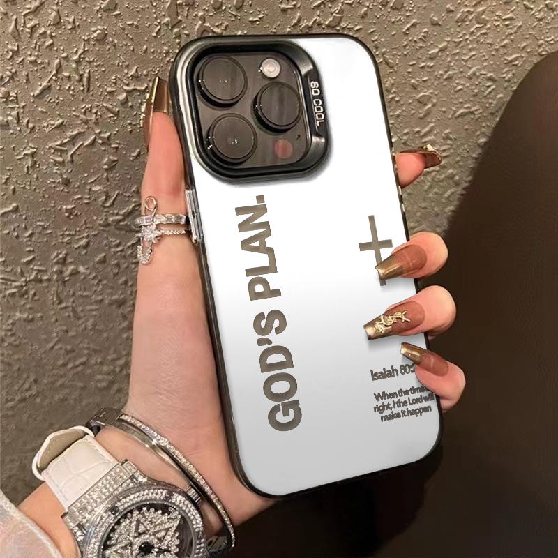God's Plan Phone Case Cross Pattern Religious Art Fashion TPU Laser Craft Anti-Drop Case for iPhone 17 16 15 14 13 12 11 Samsung Galaxy S25 S24 S23 S22