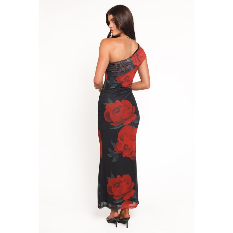 Gerri Off Shoulder Maxi Dress - Black Floral