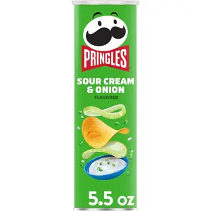 Pringles Potato Crisps Chips, Lunch Snacks, On-The-Go Snacks, Sour Cream and Onion, 5.5oz Can (1 Can)