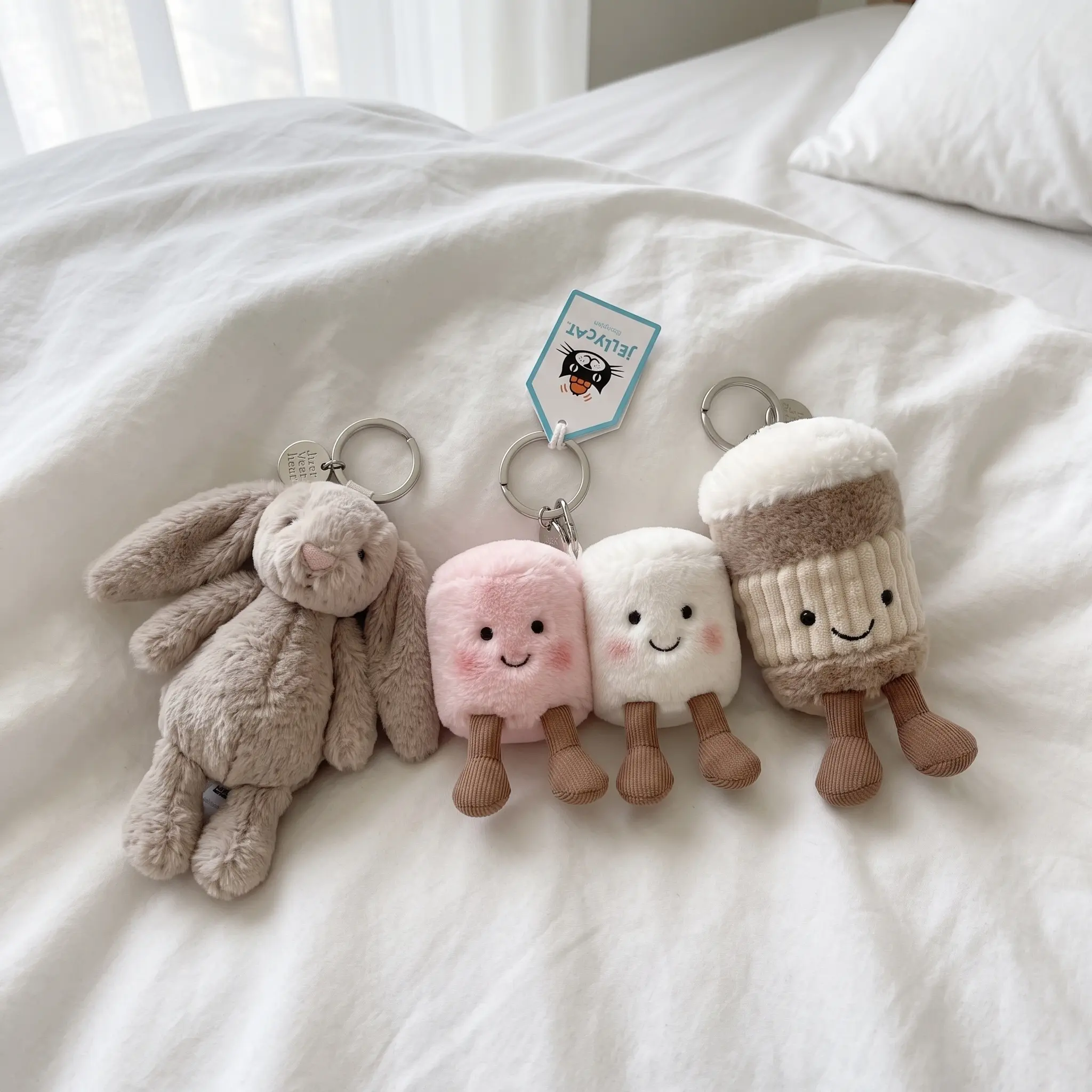 JELLY CAT Amuseables Peanut Plush Charm - Cute Soft Female Keychain, Sun Bag Accessory, Cloud-Themed Costume Jewelry, Plain Soft Plush Gift for Women