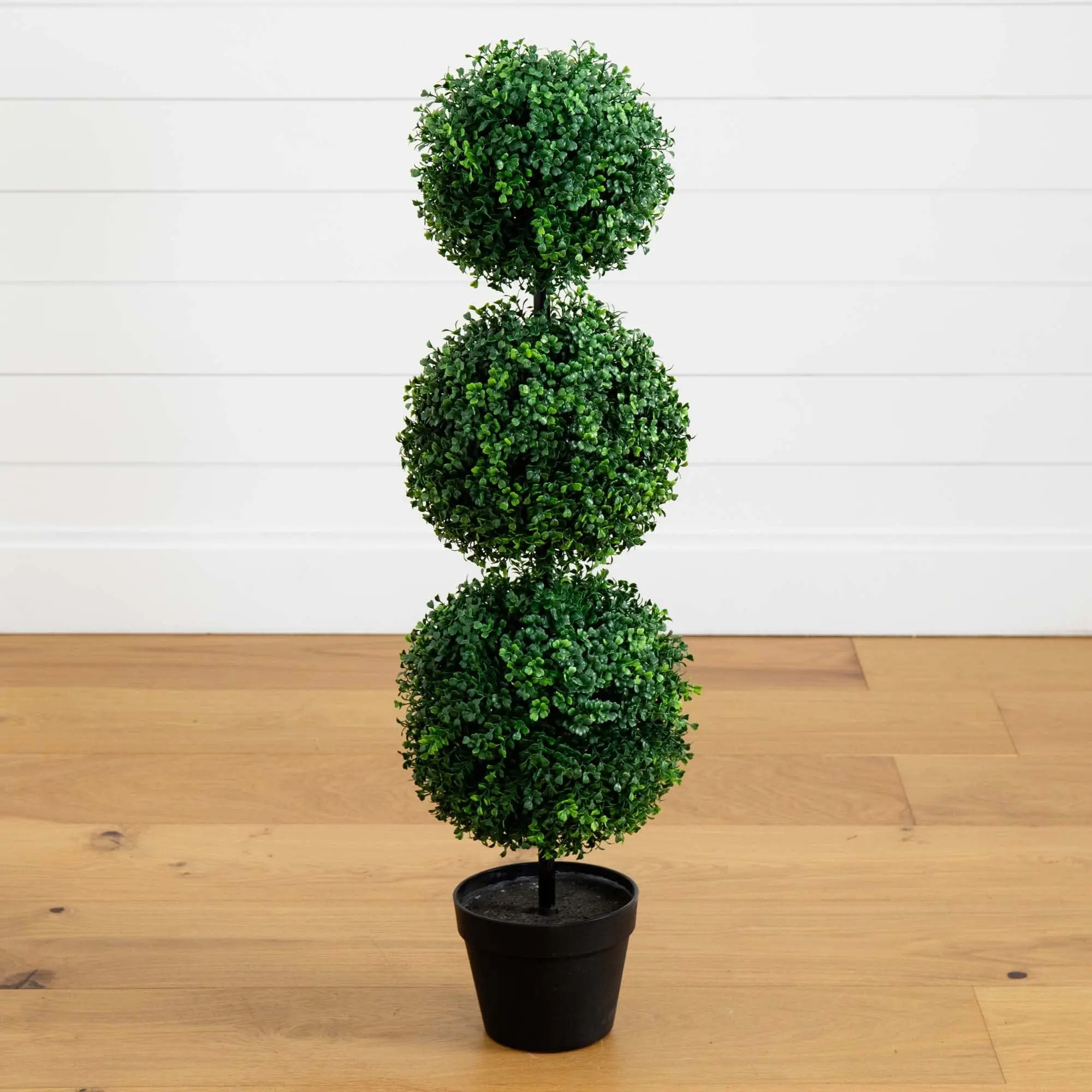 3' Synthetic Artificial Boxwood Triple Ball Topiary Tree - All Seasons Indoor/Outdoor Space-Saving Home Decor, Decorative Fake Plant, Entryway Decor That Elegantly Greets Guests, Bathroom Accent
