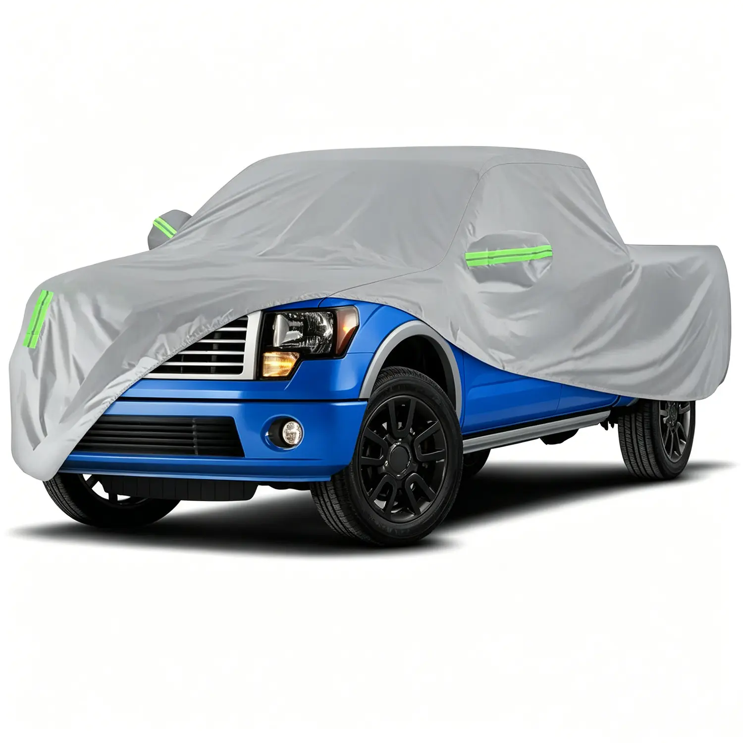 170T Universal Pickup Truck Cover, 6‑Reflective‑Strip Waterproof All‑Weather Protective Car Cover