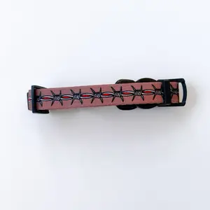 Barbed Wire Traditional Tattoo Brown Adjustable Tuff Bones Pet Supply Cat Collar