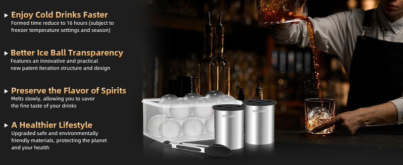 WIBIMEN 2 Pack Clear Ice Makers  With Ice Tong & Storage Box – Bar Quality at Home