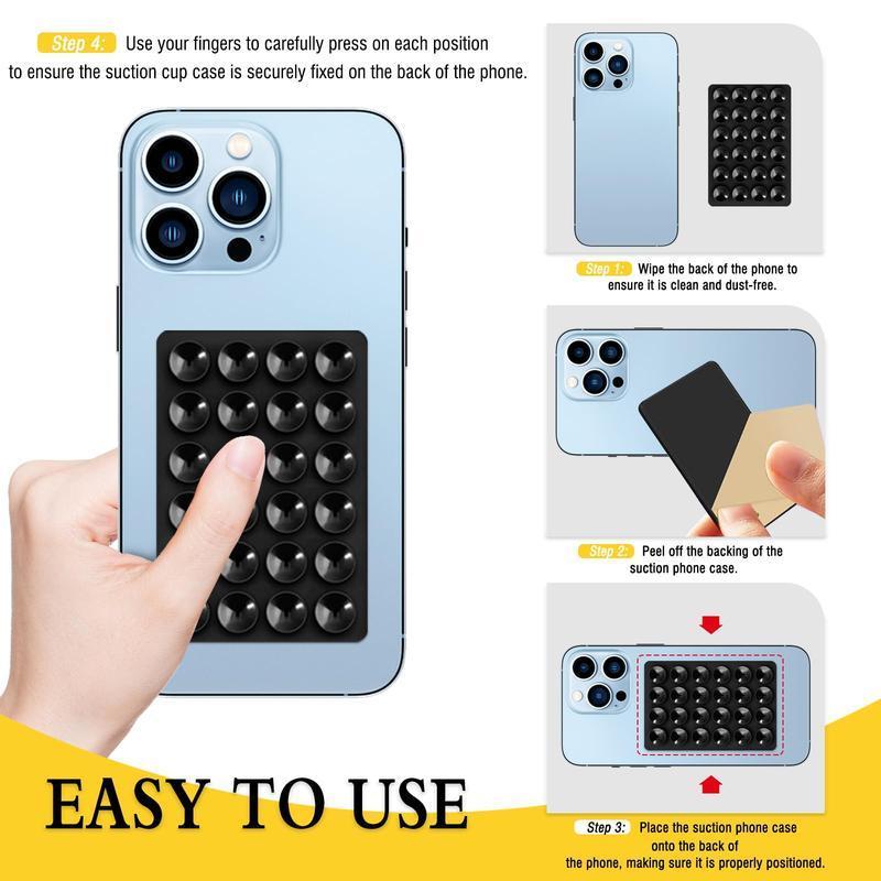 2-Pack Silicone Phone Grip Mount with Suction Cups for Hands-Free Use on Smooth Surfaces with Most Mobile Phones