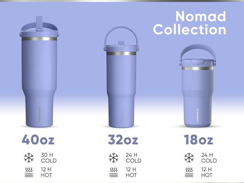 Hydrapeak Nomad 32oz Tumbler with Handle & Flip Straw, Leakproof Water Bottle, Fits In Cup Holder, Bottles Keep Cold For 24 Hours, Rubber Base, Portable Drinkware Gift for Women & Men Drinkware Flasks