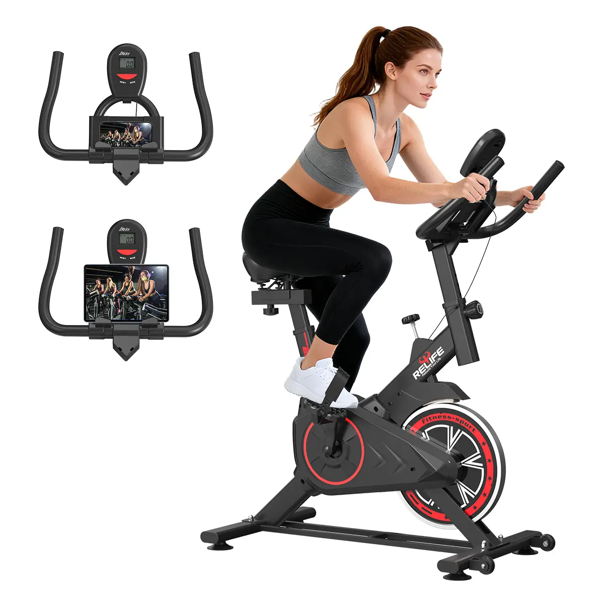 RELIFE Indoor Cycling Bike - Fully Adjustable Stationary Exercise Bike with Comfortable Seat, Silent Belt Drive, LCD Monitor, 330LBS Capacity for Home Cardio Workouts, Workout from Home, Summervibes