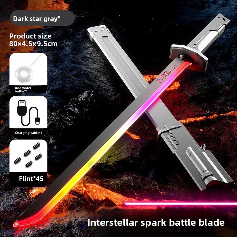 31.5" Cyberpunk Drifter Spark Neon Lightsaber with Spark Blade Sound & Fog 8-Color Streaming Light Type-C Rechargeable for Rave Cosplay & Display – Kids’ Favorite Gift