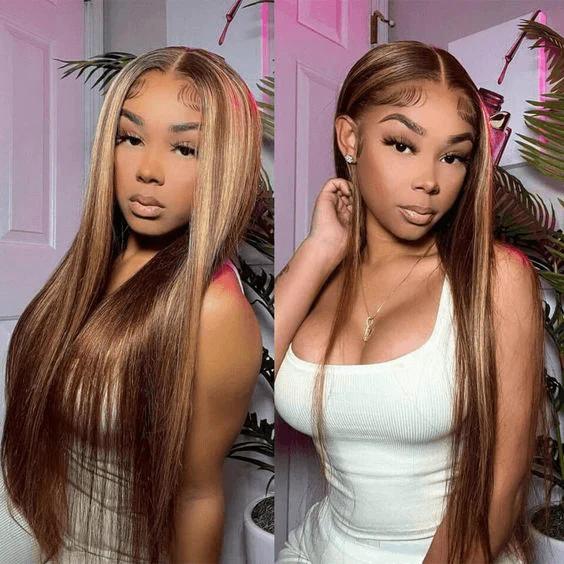 Hot Star P4/27 Highlight Color 13X6 HD Transparent Lace Front Colorful wigs Body Wave and Straight Wigs Human Hair Pre Plucked With Baby Hair