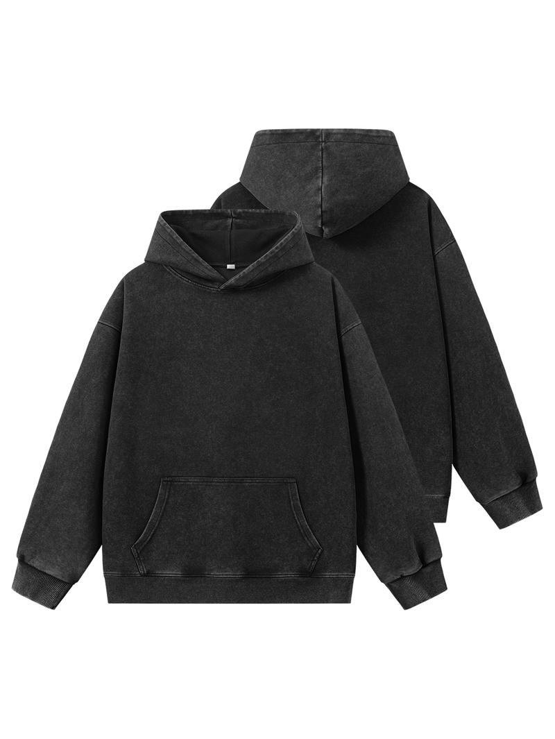CCCMAI Men's Solid Color Loose Fit Hooded Sweatshirt Regular Fit Casual Long Sleeve Hoodie for Fall & Winter Men's Clothing for Everyday Wear with Quality Hem and Cuff Design Menswear Tops Pullover