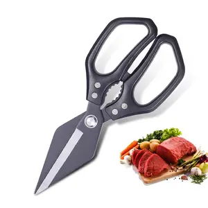 Kitchen Scissors, Multi-Purpose Kitchen Shears, Heavy Duty Dishwasher Safe Food Scissors for Chicken, Poultry, Fish, Meat & Herbs with Non-Slip Grips -Black