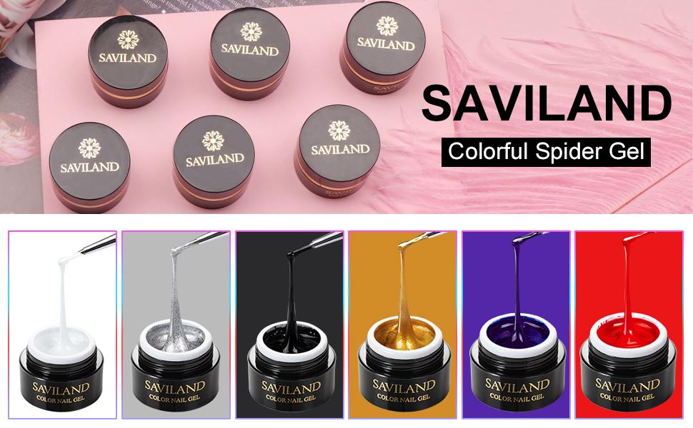 SAVILAND Spider Gel Nail Art Set – 6-Color (White, Black, Red, Blue, Gold, Silver) Wire Drawing Gel Polish with Nail Brushes for Line Design, Painting & Nail Art DIY SAVILAND Spider Gel Nail Art Set – 6-Color (White, Black, Red, Blue, Gold, Silver) Wire Drawing Gel Polish with Nail Brushes for Line Design, Painting & Nail Art DIY