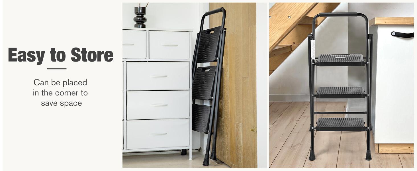 HomeSquad Heavy Duty Step Ladder, Lightweight Foldable Stool for Adults, Small Ladder Ideal for Kitchen and Home Use, Durable Folding Step Stools, Portable Kitchen Ladders with Sturdy Construction HomeSquad Heavy Duty Step Ladder, Lightweight Foldable Stool for Adults, Small Ladder Ideal for Kitchen and Home Use, Durable Folding Step Stools, Portable Kitchen Ladders with Sturdy Construction