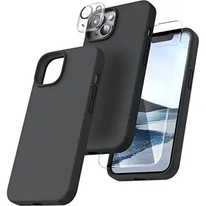 Entronix iPhone 13 Mini 3-in-1 Bundle - Liquid Silicone Case, 1 Clear Screen Protector & 1 Camera Lens Protector, Tempered Resistance