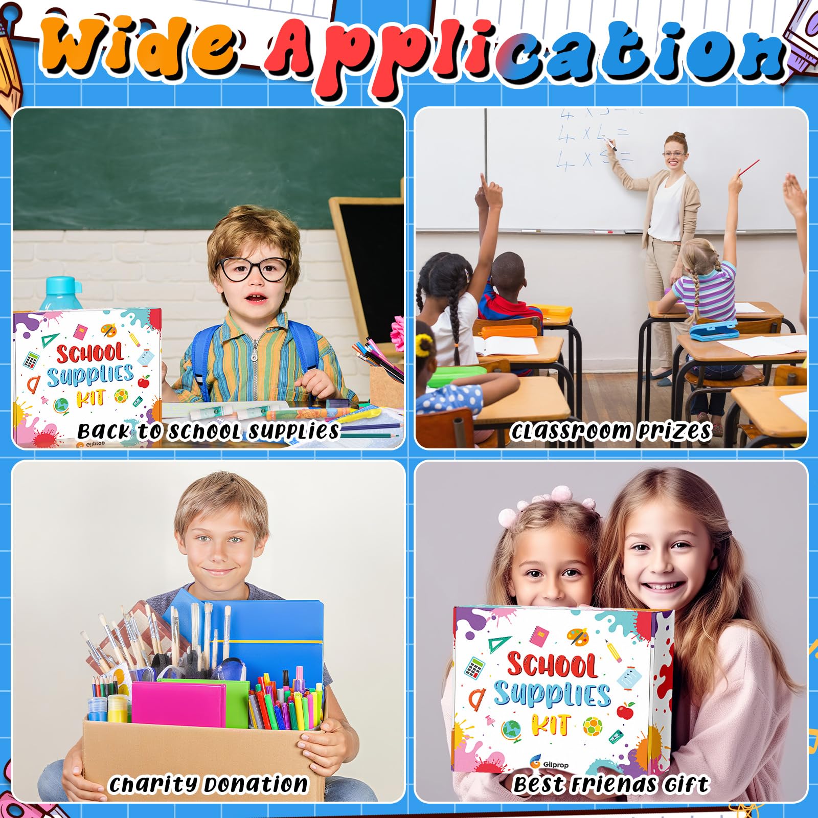 39 Pcs Back to School Supplies Kit, Include Pencils Scissors Ruler Eraser Crayon Sharpener Notebook Pencil Case Folder Notebook for Teachers & Kids - Supplies kit for Girls & Boys