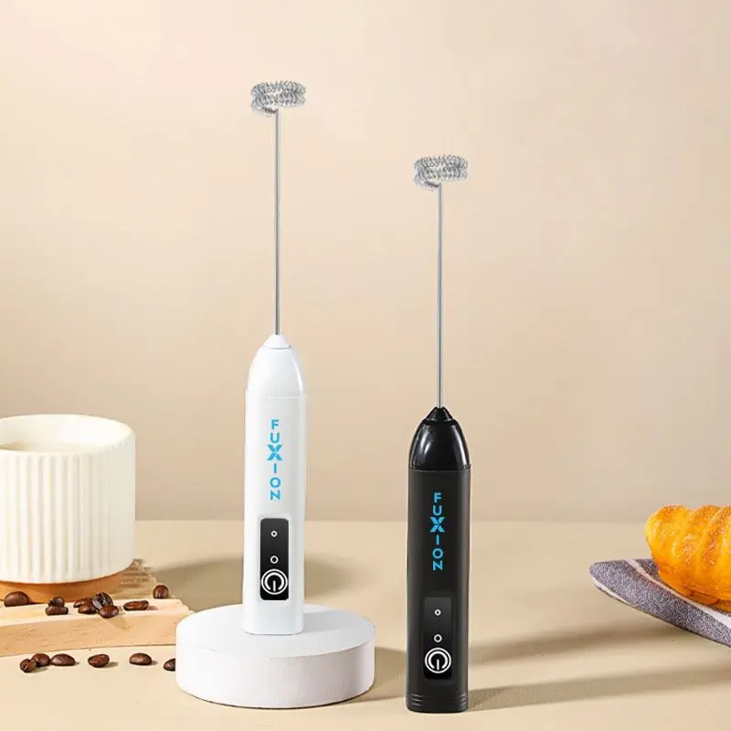 FUXION Powerfull Electric Milk Frother Mixer Tea Coffee - Compact Handheld Mixer for Smooth Foam in Seconds Battery Powered Easy to Use for Coffee Lattes Cappuccinos Matcha