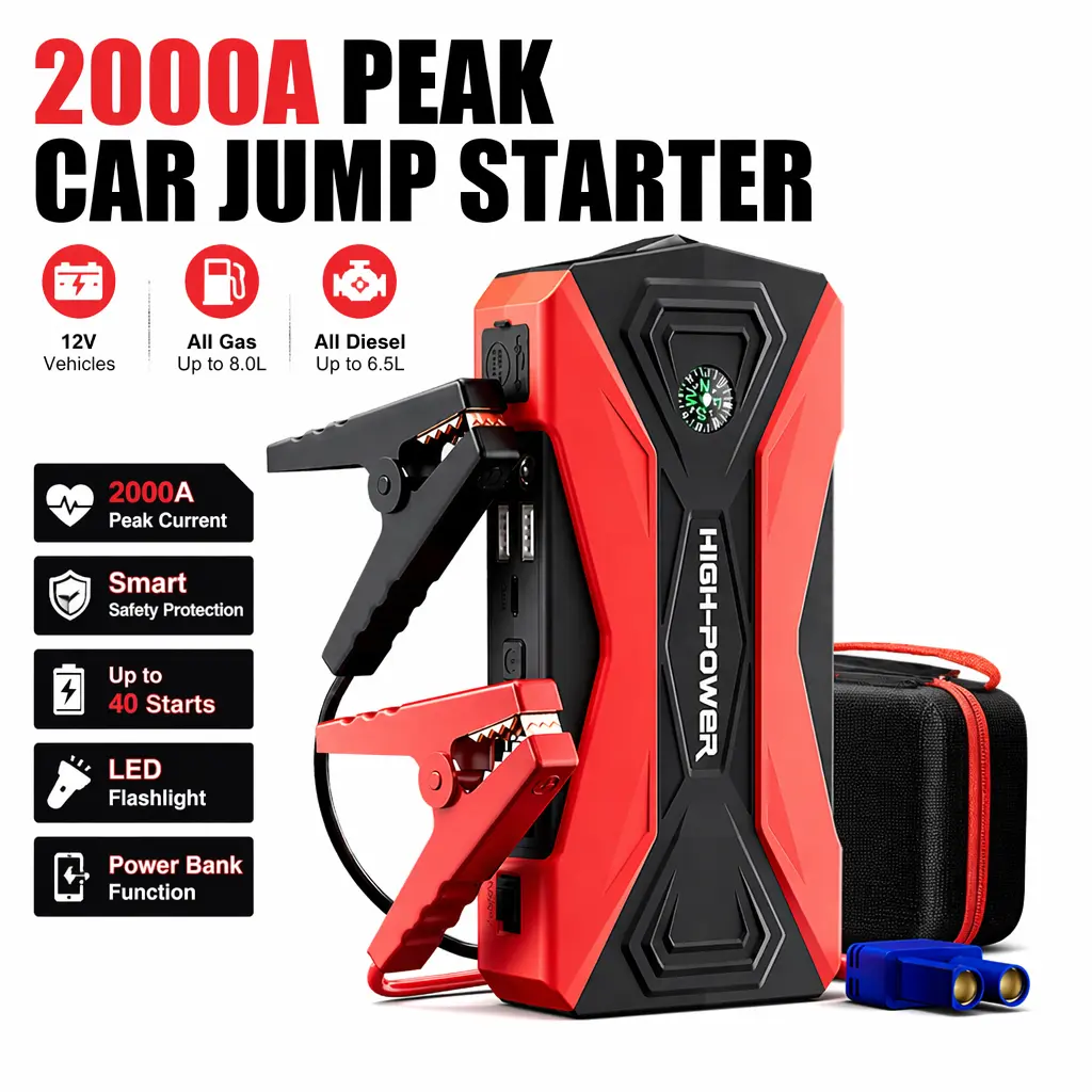 NeoAuto 29800mAh Portable Car Jump Starter 12V Battery Booster Power Bank with LED Emergency Light, LCD