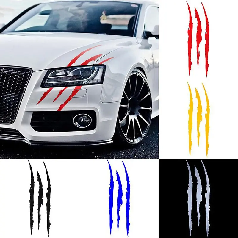 Reflective Monster Claw Scratch Marks Car Stickers - Waterproof Peel & Stick Automotive Vinyl Decal, Graphic Decal for Headlights & Bumpers, Vehicle Exterior Decoration Accessory, Stickers for Cars, Personalize