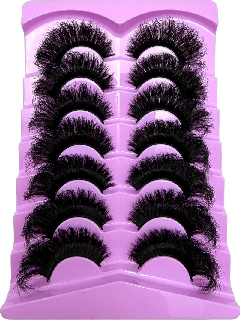 7 Pairs Natural Looking Thick & Fluffy Faux Mink 3D Eyelashes, Russian Volume Lashes Drama Messy Mink Eyelashes, Smart Long Winged Fox Eye Lifting & Lengthening Eyelash Extension Kit, Full Lash Strip Reusable For Daily & Party Use