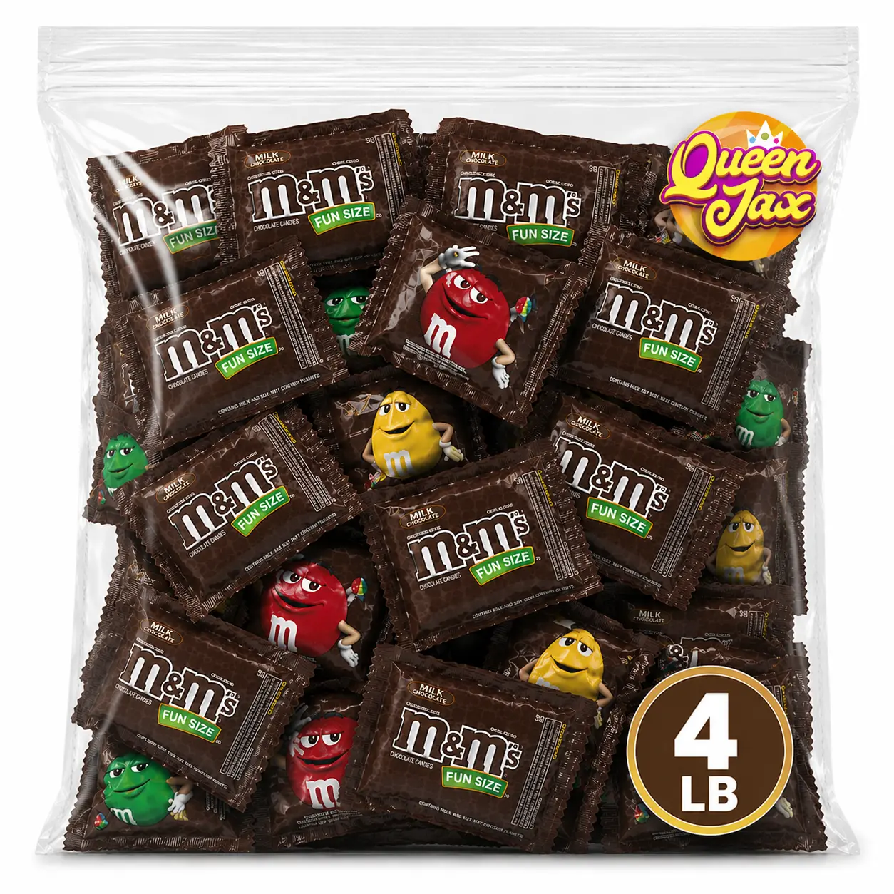 M&M's Milk Chocolate Fun Size Candy, 4LB Bulk Pack-Individually Wrapped