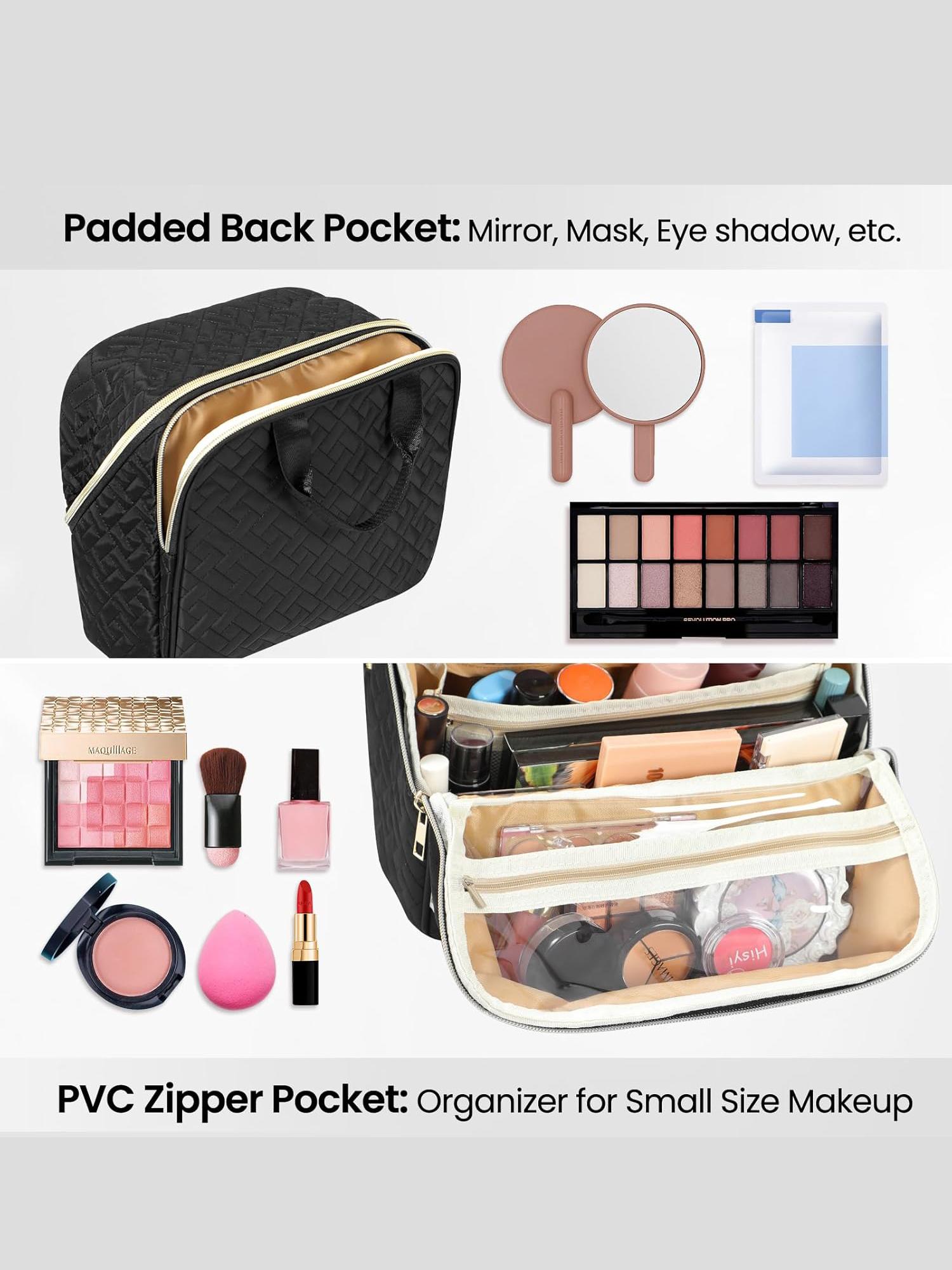 Holiday Haul 4-in-1 Puffy Toiletry Bag for Women Large Capacity 4 Compartments Travel Makeup Pouch with Zipper Closure