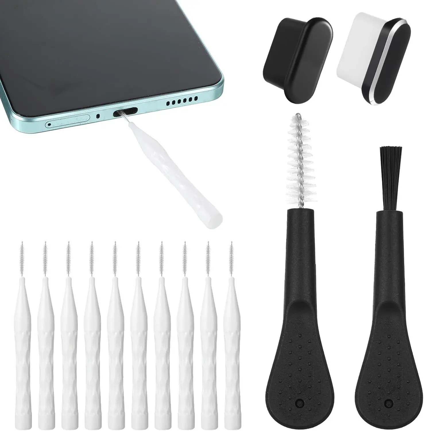 16 Pack Phone Charger Port Cleaner Kit, Anti-Clogging Mini Brushes Cleaner, Reusable Speaker Cleaning Tool, Multifunctional Mini Cleaning Dust Remover Tools for Phone Headphones Tablet Computer Camera