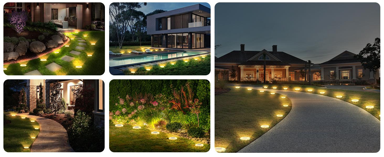 echosari Solar Lights for Outside,Solar Lights Outdoor Waterproof, Solar Garden Lights Landscape Lighting for Patio Pathway Lawn Yard Deck Driveway Walkway