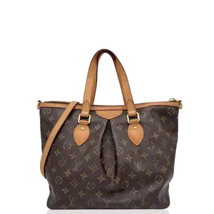 Pre-owned Louis Vuitton Leather tote bags Palermo PM Monogram Brown (kc1104m7)