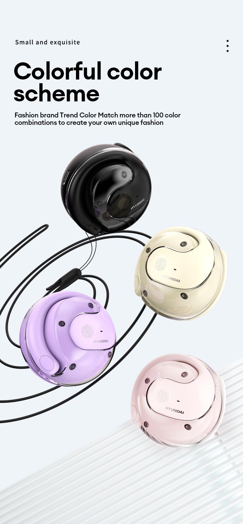 HYUNDAI T26 Pro Open-Ear Wireless Bluetooth 5.4 Stereo Headphones Supports 169-Language Translation, Chargeable & Automatic Connection, Intelligent Noise Reduction, Waterproof Sport Earphones for Music & Phone Calls