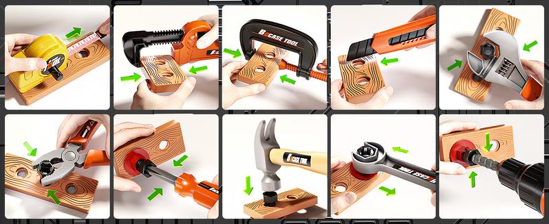 36Pcs Kids Tool Set, Toddler Tool Construction Toys with Belt & Electronic Drill for Boys Girls 3-5, Sturdy Tool Bag Suitable for Outdoor Use