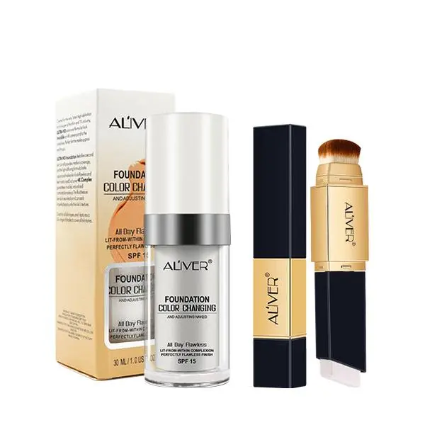 ALIVER Foundation and Corrector Concealer Set, Hydrating Color-Changing Makeup for a Flawless Base on Uneven Skin Tone, with Nicotinamide & SPF 50, Waterproof tiktokshopbacktoschool