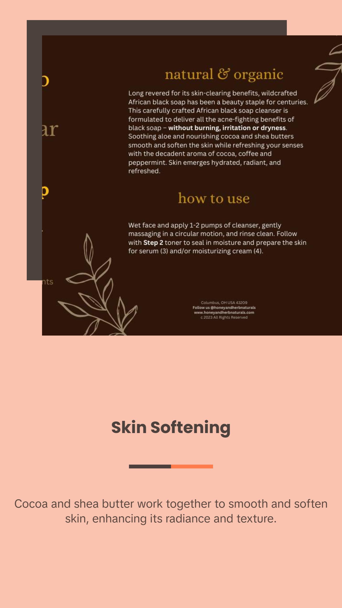 Honey & Herb African Black Soap Facial Cleanser with Cocoa & Shea Butter