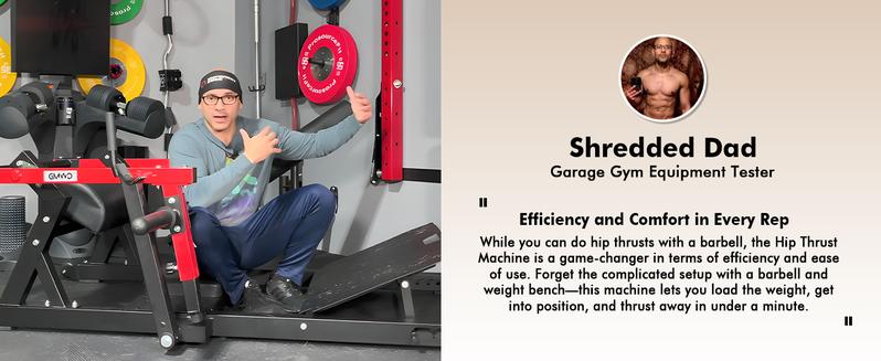 GWMD HRTQ Hip Thrust Machine 800LBS Plate-Loaded Glute Trainer with Adjustable Footboard Home Gym Strength & Glute Training Equipment for Enhanced Comfort & Stability