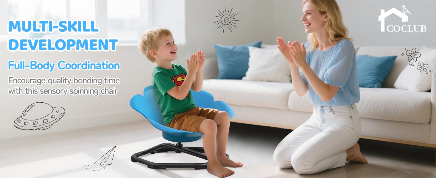 Widest Spinning Swivel Chair For Autistic/ADHD,220Lb Maximum Weight,Sensory Furniture,Sit and Spin Toy for Balance & Coordination, Autism & ADHD Sensory Spinner Seat, Non-Slip Design, 360° Rotating Training Living Room Ergonomic kids outdoor play Children