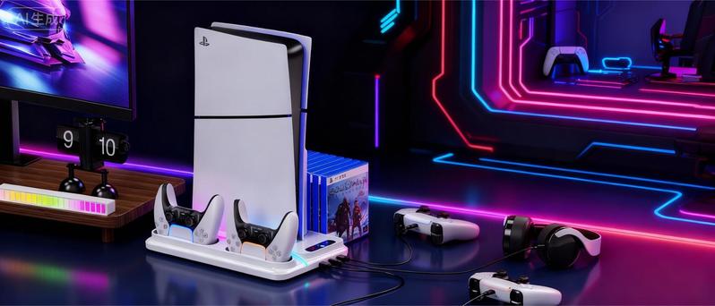 Ukor PS5 Cooling and Charging Dock for PlayStation 5 Standard & Slim Consoles Dual Controller Charger 3-Speed Fan RGB Lighting Headset Hook 3 USB Hubs Springtok Gaming Cooler Accessories ps5 accessories controller Organizer Wearable Headphones