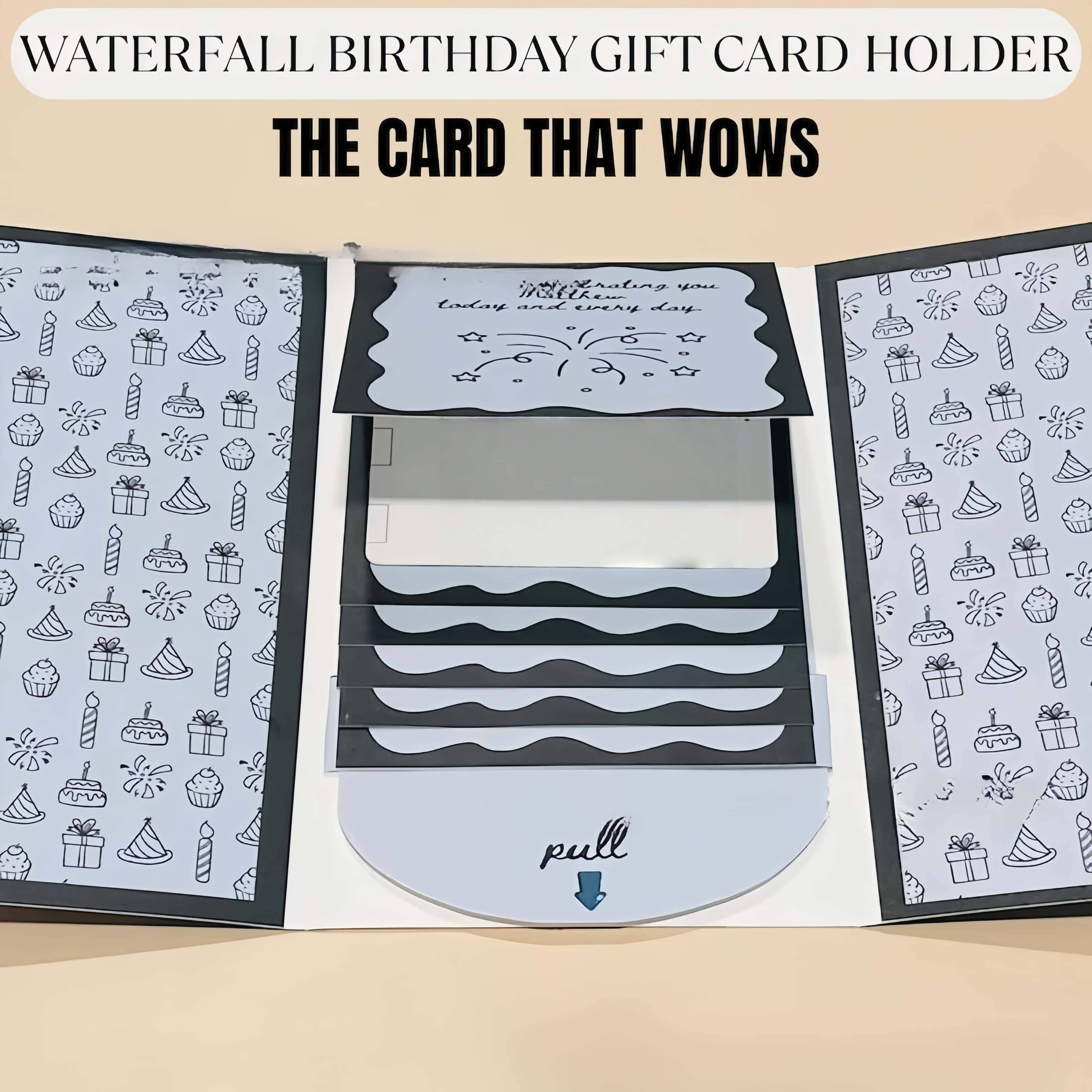 Handmade Waterfall Christmas Gift Card Booklet,Christmas Card Album - Gift Card Holder, Perfect Christmas Gift for Family & Friends, Flip Rotating Card Album, Suitable for Parties & Gatherings-MM