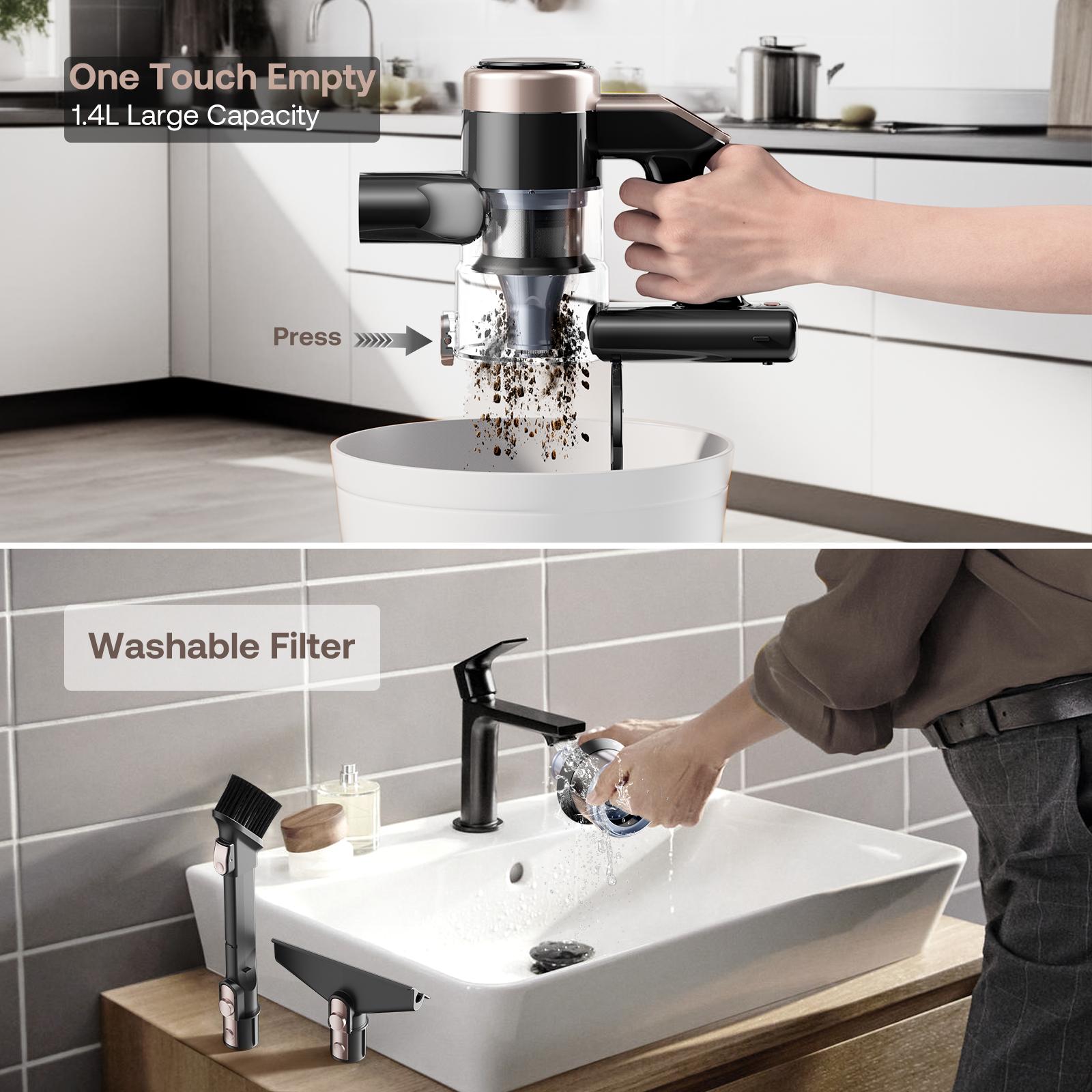 Homeika Cordless Vacuum Cleaner-H318, 300W 23KPa Lightweight Stick Vacuum with 48mins Runtime Battery, 3 Suction, LED Display, Powerful Vacuum Cleaner with Sofa Brush for Hard Floor/Carpet/Pet Hair/Car