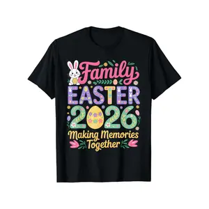 Family Easter Day TShirt 2026 Comfortable Easygoing Round Neck Breathable Casual Style AllSeason Slight Stretch Fabric Print Pattern