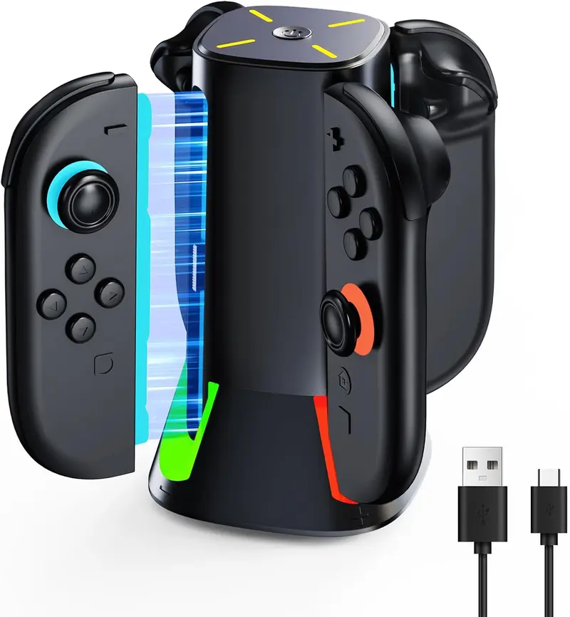 Dock for   2 :  4 in 1  Dock Charger for JoyCon Controllers  Accessory,Multiple RGB Light, Family  Night & Travel Essentials