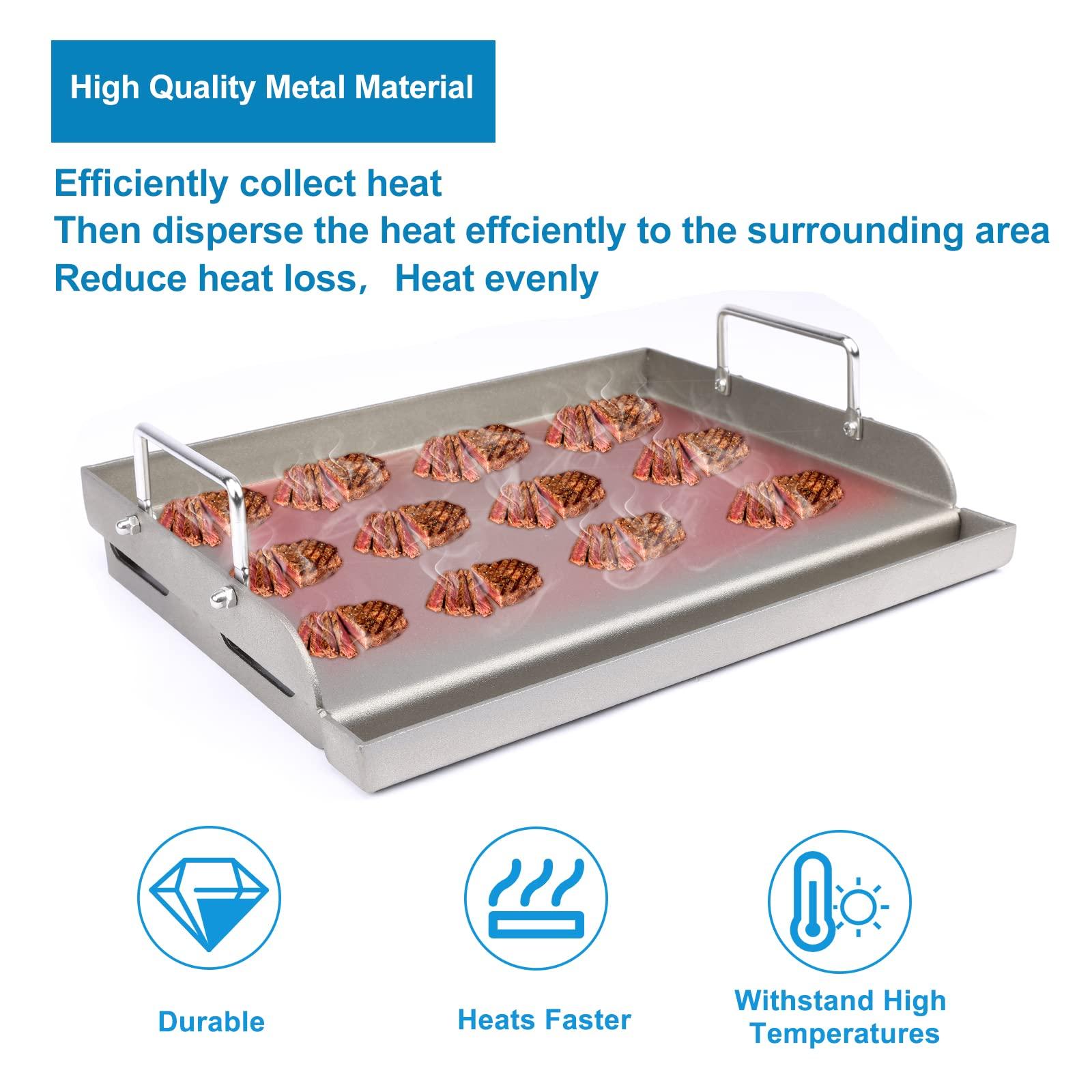 Cast Iron Griddle for Gas Grill Flat Top Griddle Insert for Outdoor Gas Grill, 25" x16" Cooking Skillet Plate Pan Teppanyaki Perfect for Healthy Cooking, Parties & Camping