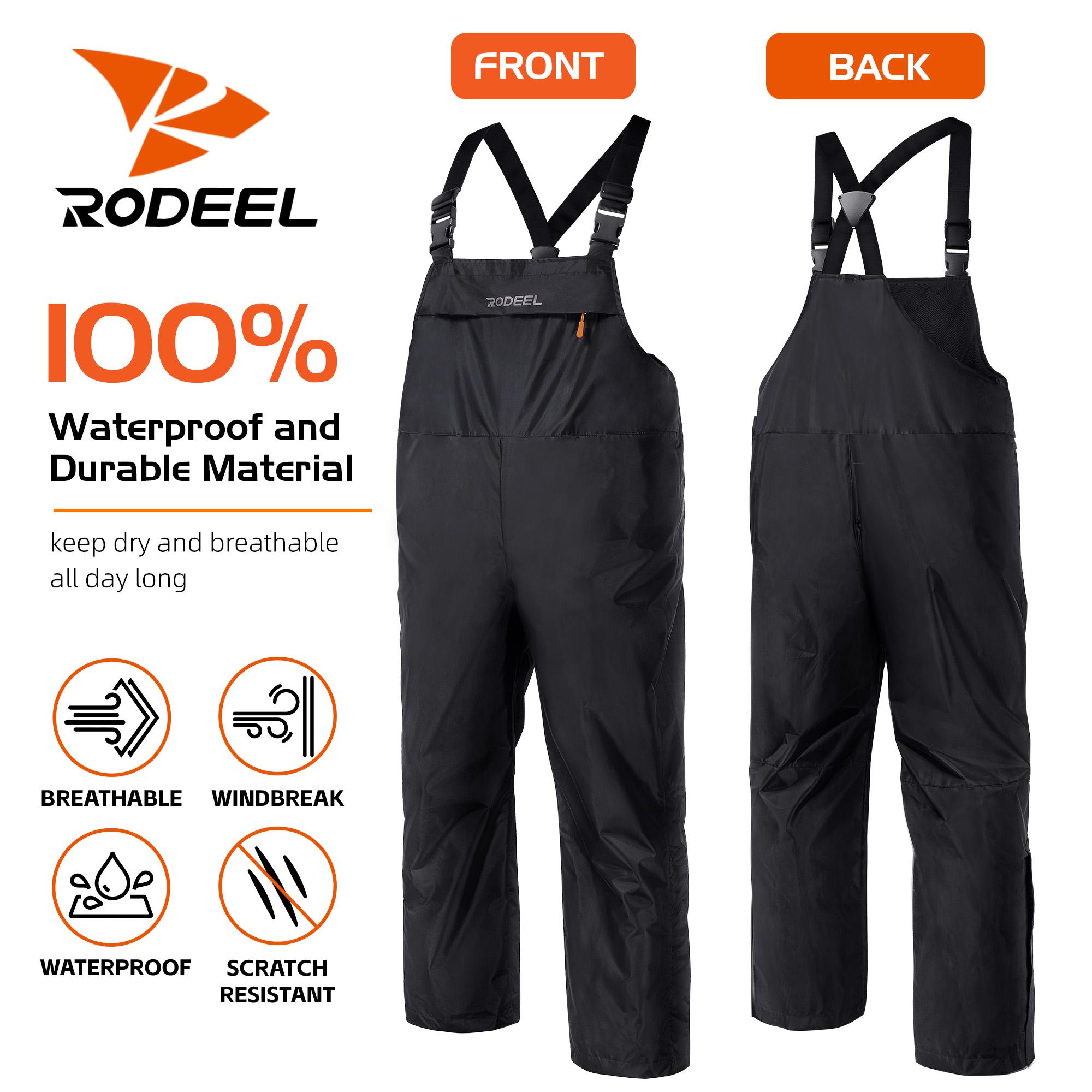 【RODEEL】717 Waterproof Bib Overalls Men Durable Rainwear with Adjustable Suspenders and Chest Pocket Relaxed Fit Pants Workwear for Outdoor Sports Hiking Fishing Boating Car Washing Construction Landscaping Gardening Workwear Menswear, Holiday Gift