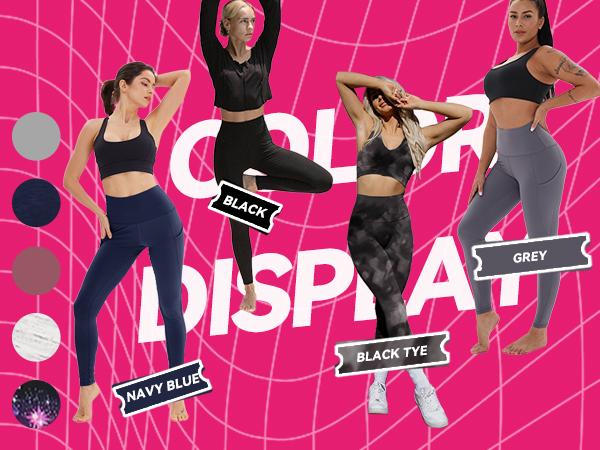 SHOWITTY Women's High Waisted Tummy Control 3 Pack Leggings with Pockets – Not See-through Stretchy Yoga Pants for Daily Wear