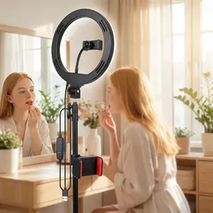 12" Professional Ring Light Kit with 63" Stand & Dual Phone Mounts - 360° Adjustable for March Madness/Spring Break/World Cup/Easter Shooting - Compatible with YouTube/TikTok/Makeup/Live Stream - Essential Smartphone-Compatible Creator Bundle