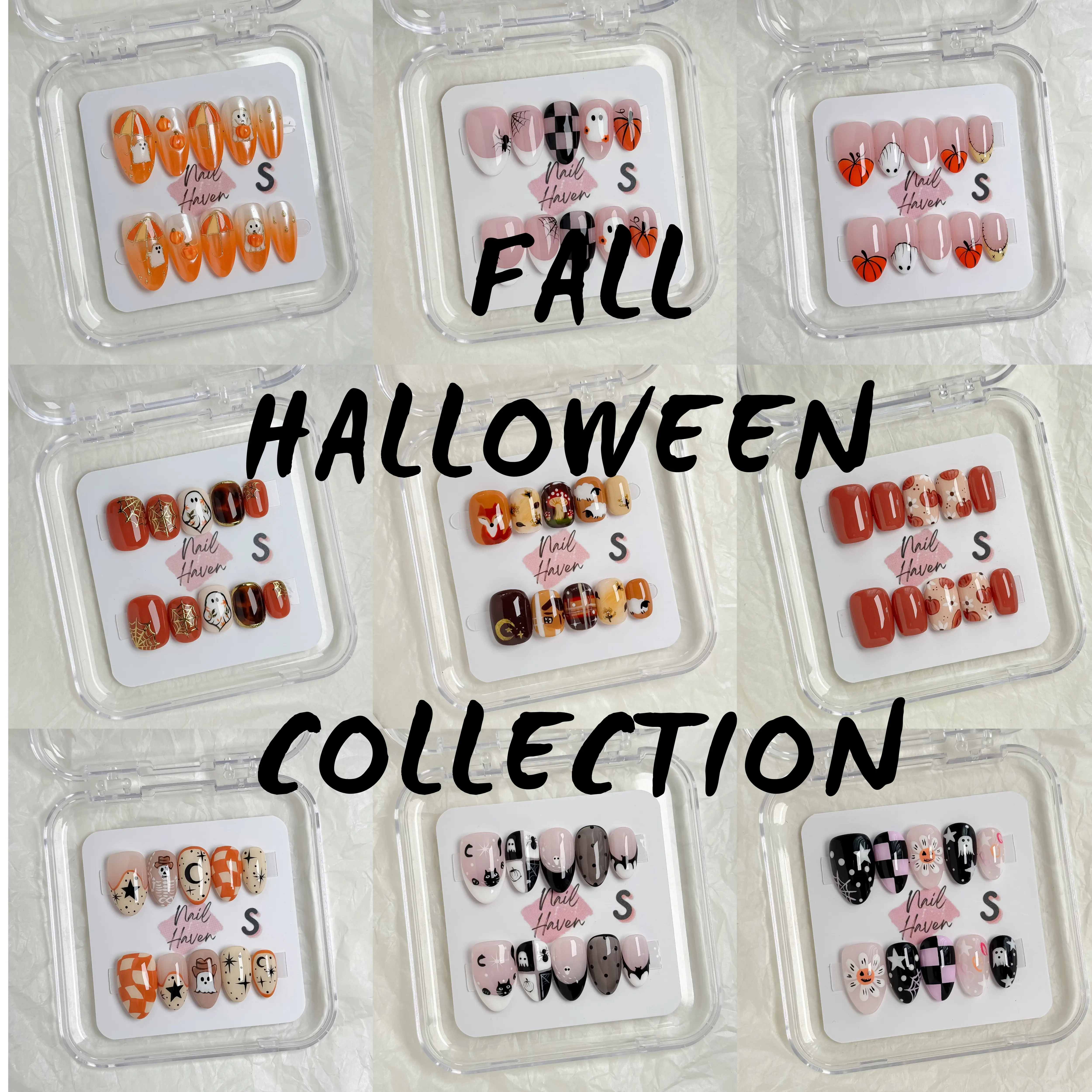 NailHaven| Fall Halloween Collection |cute nails| nails | acrylic press-on| fake nails |Handmade | high quality Press on nails 10 pcs|reusable nails|nail art|nail charm|handmade press ons|uña sacri lic as